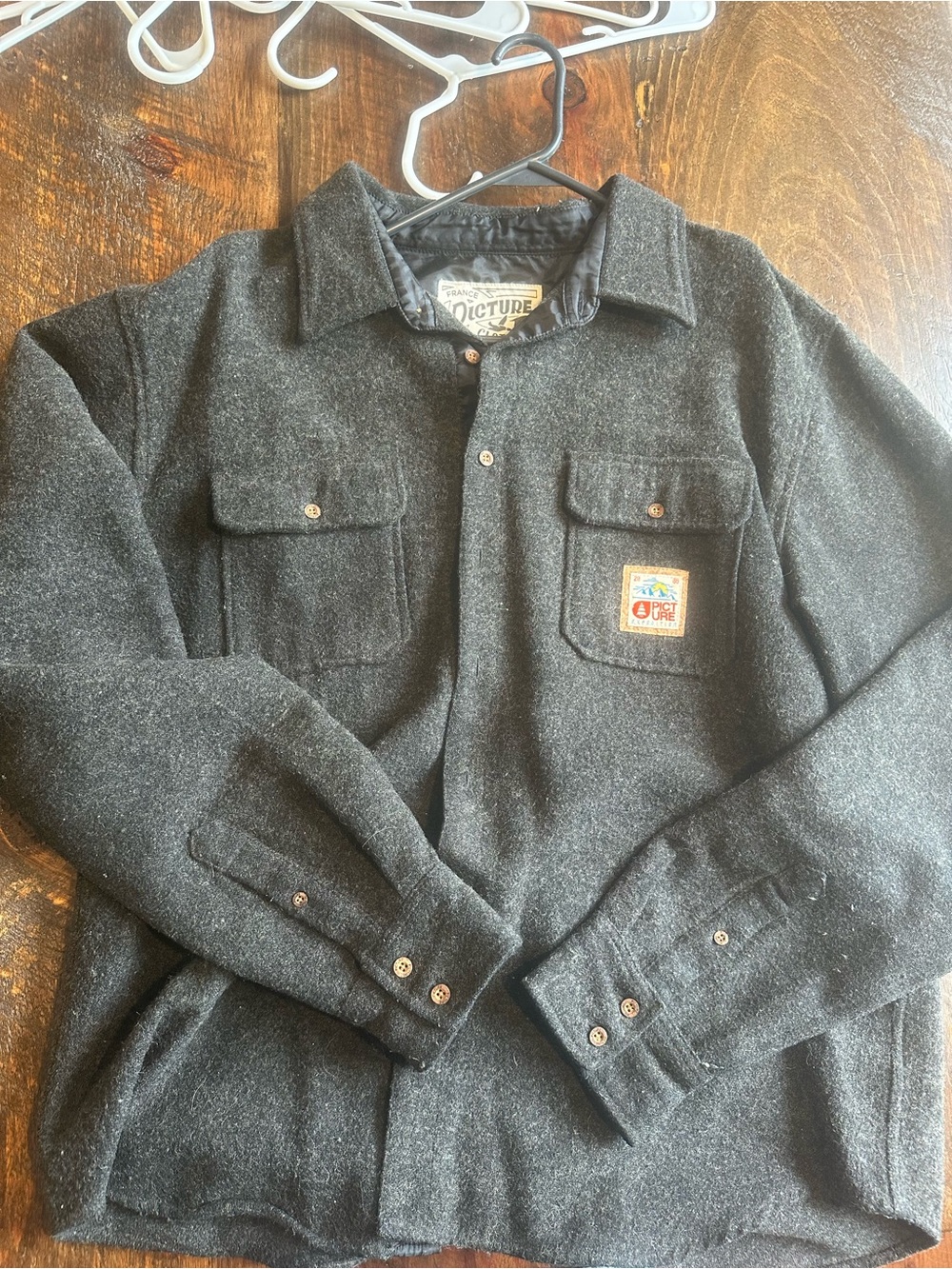 Men’s PICTURE Dark Gray Wool-Blend Shirt Jacket